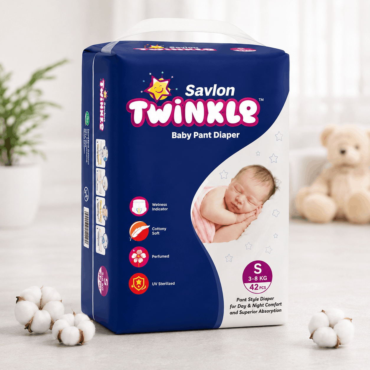 Savlon Twinkle Baby Pant Diaper S 42Pcs
